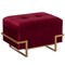 Rectangle Velvet Storage Ottoman Stool Box with Abstract Golden Legs | Decorative Sitting Bench for Living Room Home Decor with Unique Base Support